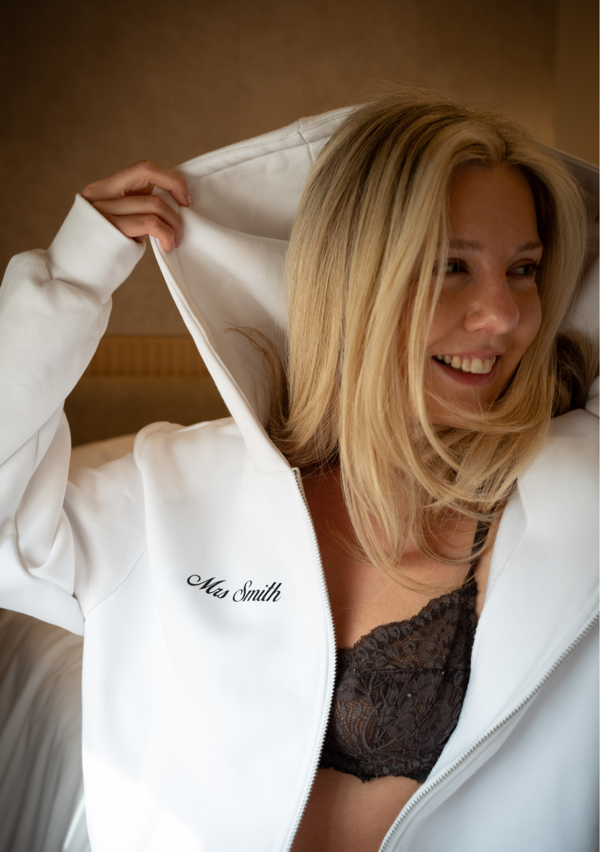 Forever Personalised Zip- Up Hoodie – White